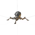 Mechanical Spider Robot With Metallic Body And Multiple Jointed Legs On Dark Background