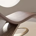 Modern Curved Lounge Chair With Wooden Frame By Circular Window Scenic Interior View