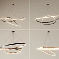 Contemporary Modern Chandelier With Intertwined Circular Rings And Layered Metallic Loops