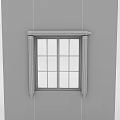 Casement Window with Red Yellow Pencils Black Frame White Grid Glass on Blue Wall