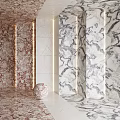 Elegant Marble Decorative Components With Red White Gray Patterns And Lighting 3d model