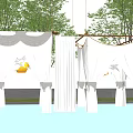 Modern curtain screen window curtain screen gauze curtain gauze mosquito net 3d model