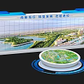 Modern High Tech Display Cabinet With Urban Model Map And Digital Screen