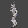 Game and Movie Deer Character With Antlers White Purple Fur Waving Hand