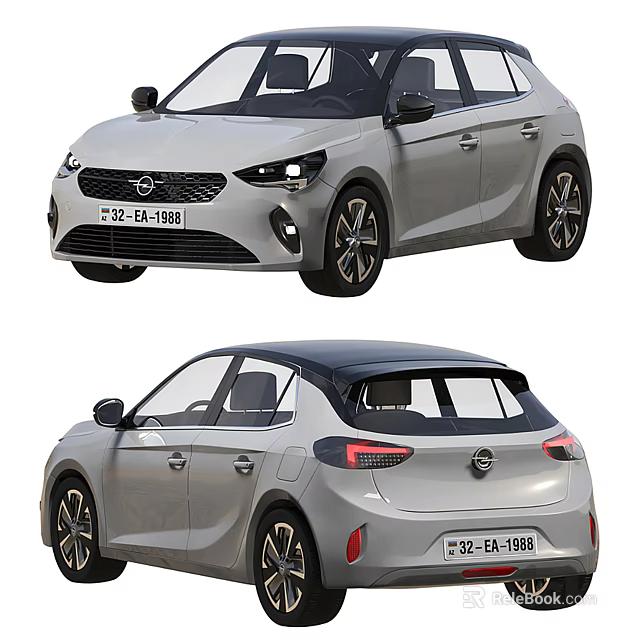 Silver Hatchback Car Modern Exterior Design With Sleek Front Rear Styling Elements 3d model