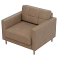 Brown Fabric Single Sofa With Modern Simple Design And Metal Legs 3d model