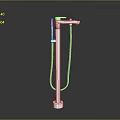 Silver Metal Freestanding Shower Head With Chain Decoration And Stable Base Against Dark Background
