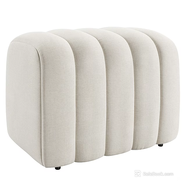 Stylish Modern Minimalist Beige Upholstered Sofa Bench Featuring Curved Padded Sections 3d model