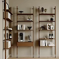 Wooden Bookcase With Multi Tiered Shelves Holding Books Statues Photo Frames And Decorative Items