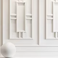 Clean White Wainscoting Wall Featuring Symmetrical Panel Design And Simple Decor 3d model