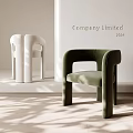 Modern Green Velvet Accent Chair With Curved Arms And White Companion Chairs