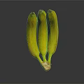 Ripe Fresh Yellow Bananas Bunch With Green Stems On Dark Background