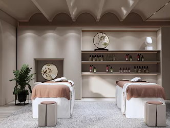 New Chinese Spa Beauty Salon Massage Shop Compartment Massage Bed Zen Health Club Sanatorium 3d model