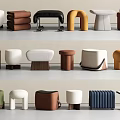 Modern Sofa Stool Low Stool Combination Shoe Changing Stool Round Stool Square Stool Special Shape 3d model