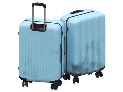 Two Blue Hard Shell Suitcases with Telescopic Handles and Rolling Wheels 3d model