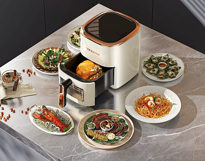 Air Fryer Kitchen Appliance Ideal For Cooking Various Delicious Home Dishes 3d model