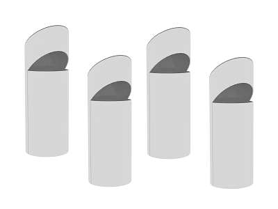 Four White Cylindrical Trash Bins For Household Daily Use 3d model Four White Cylindrical Trash Bins For Household Daily Use 3d model