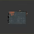 Vintage Military Weapon Device Featuring Worn Surface Multiple Knobs Buttons And Orange Green Paint