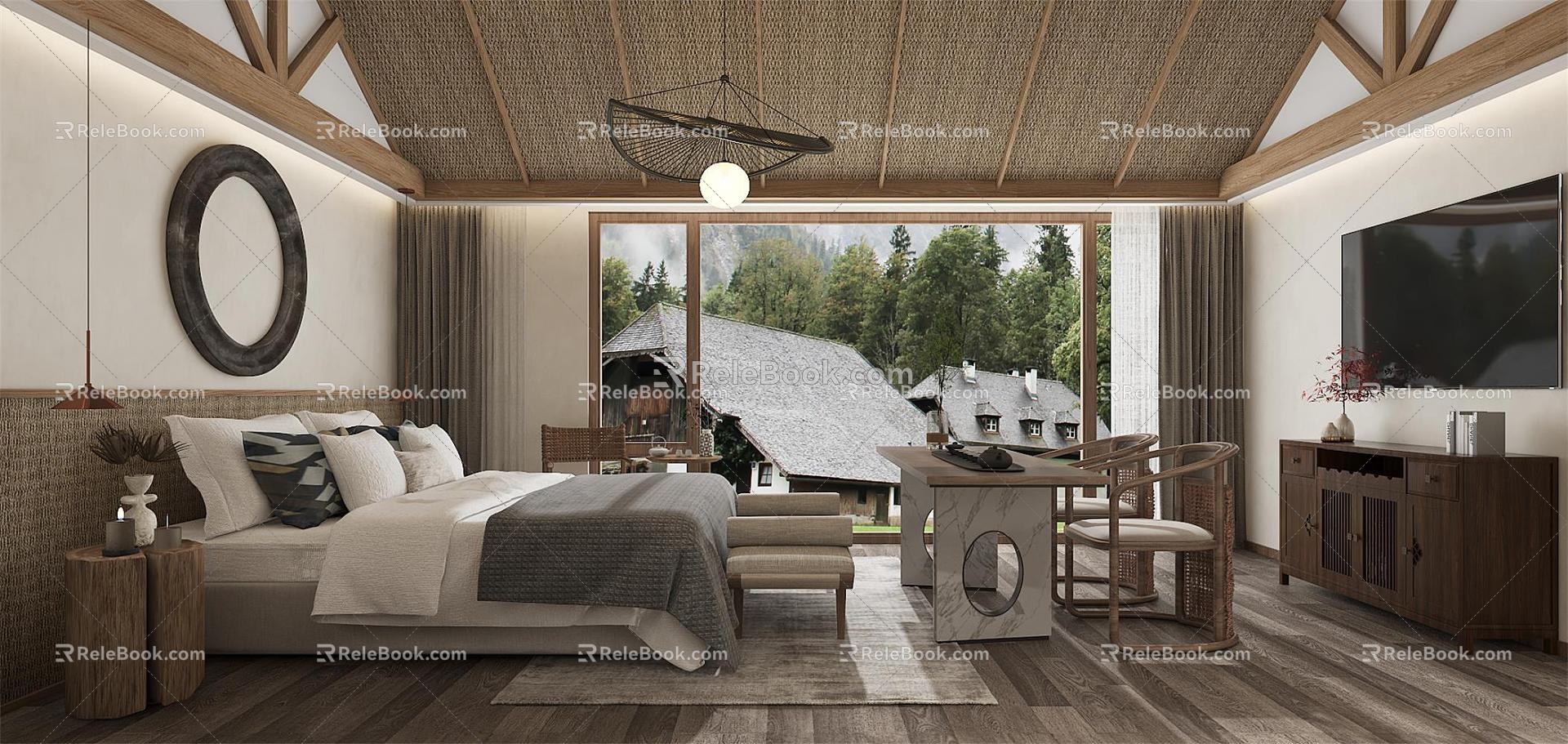 Quiet Homestay Guest Room Big Bed Room Middle Ancient Homestay 3d model