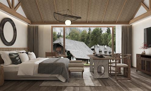 Quiet Homestay Guest Room Big Bed Room Middle Ancient Homestay 3d model