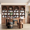 Vintage Study Middle Style Study Desk and Chair Combination Log Study 3d model