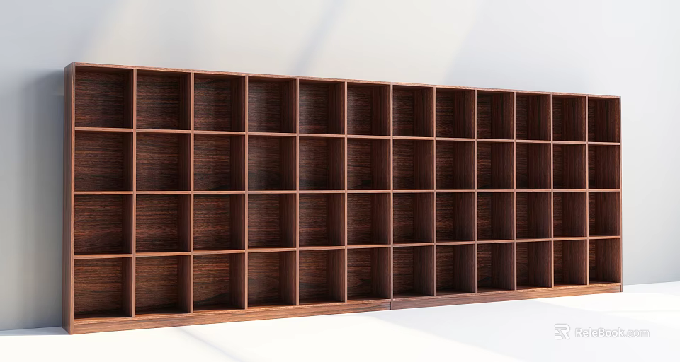 Wooden Decorative Cabinet with Grid Design Open Compartments in Modern Interior 3d model 