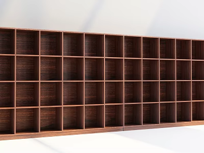 Wooden Decorative Cabinet with Grid Design Open Compartments in Modern Interior 3d model