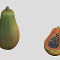 Fresh Papaya Fruit Whole And Sliced Showing Red Flesh With Black Seeds