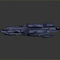 Futuristic Blue 3D Geometric Spaceship Model With Sharp Edges And Reflective Surface