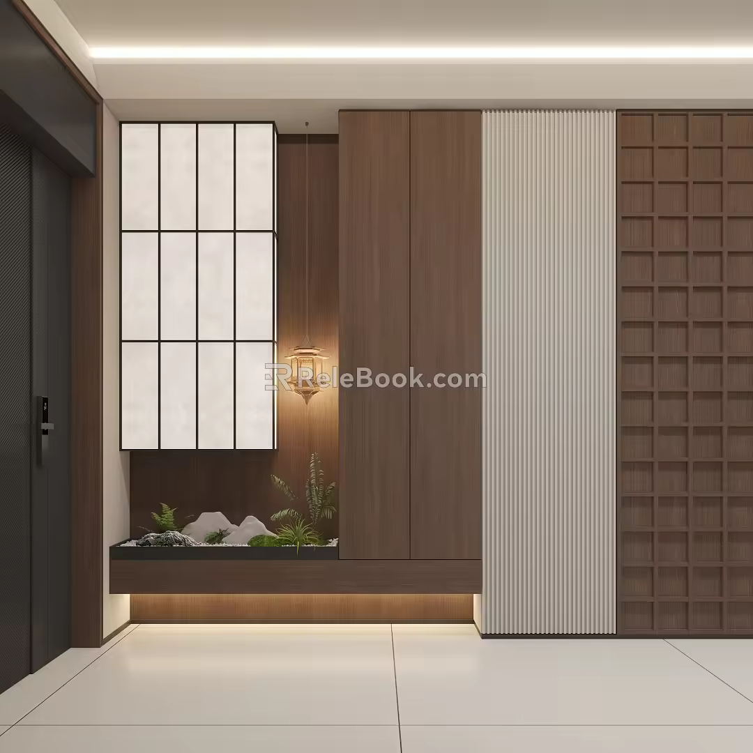 Song Style Aesthetics New Chinese Style Entrance Dupont Paper Light Box Indoor Micro Landscape 3d model