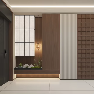Song Style Aesthetics New Chinese Style Entrance Dupont Paper Light Box Indoor Micro Landscape 3d model