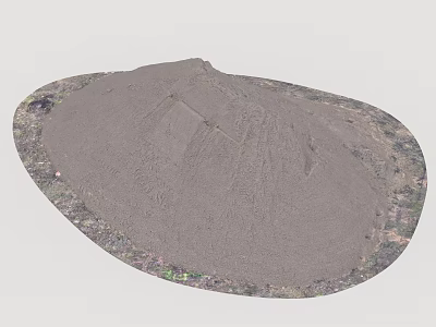 Gray Sand Pile Surrounded by Green and Purple Plants in Outdoor Setting 3d model