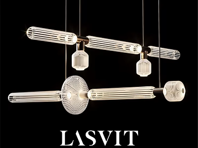 Elegant Modern Pendant Lights With Glass Shades And Striped Design By LASVIT 3d model