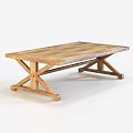 Wooden Dining Table With X Shaped Legs Simple Natural Design For Home