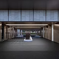 Modern Parking Garage Entryway With Stone Walls And Ambient Lighting