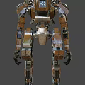 Yellow Mechanical Armored Robot Design With Number 03 And Detailed Joints