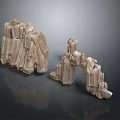 Stone Wood Decorative Sculptures With Stacked Arch And Artistic Structure 3d model