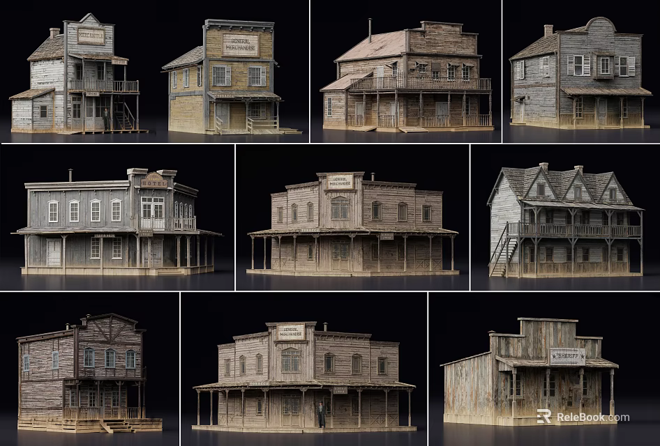 Vintage Detached Villa Model With Wooden Structure Two Story Design And Porch Windows 3d model 
