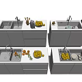 Modern Stainless Steel Kitchen Sink With Faucet And Fruit On Countertop
