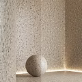 Terrazzo Wall With Color Swatches Display And Decorative Sphere In Various Tones
