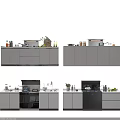 Modern Kitchen Cabinets Interior Design With Appliances Countertop And Decorative Plants