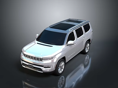 Silver Modern SUV With Black Roof Front Grille And Alloy Wheels Design 3d model