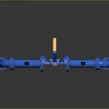 Industrial Blue Pipes System Featuring Valve with Yellow Handle and Flange Connections