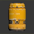 Yellow Gas Container With Danger Label And Lightning Symbol Metal Reinforced Rings For Home Use