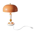 Stylish Table Lamp With Orange Lampshade White Pole And Golden Decorative Ball