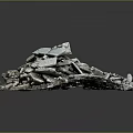 Pile of Construction Debris Containing Broken Stones and Glass Fragments