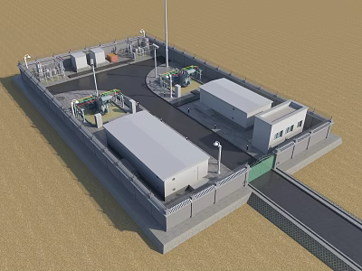 Industrial Factory Complex With Multiple Buildings Equipment And Infrastructure Layout 3d model