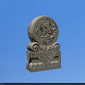 Circular Stone Carving Architectural Element With Intricate Fish Lotus Patterns Scroll Decorations And Pedestal 3d model