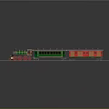 Vintage Steam Train with Green and Red Carriages on Railway Tracks