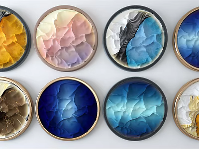 Colorful Round Wall Decor Plates With Various Textures And Hues 3d model